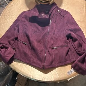 NWT EMMA MERLOT FAUX SUEDE JACKET 2X